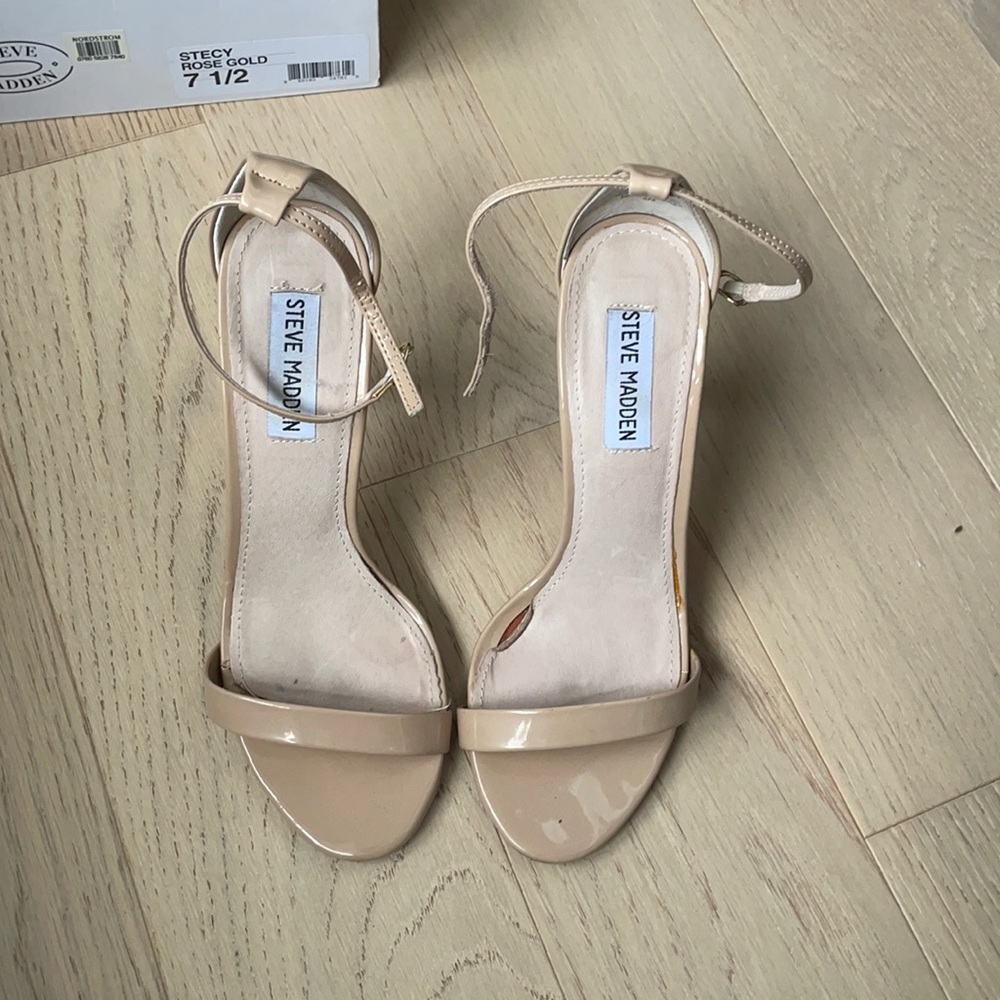 Strappy nude heels